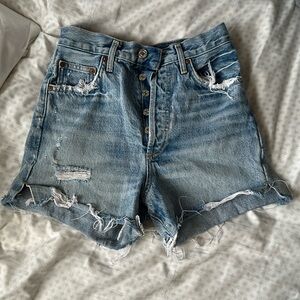 Agolde Distressed High Rise Waist Denim Dee Shorts